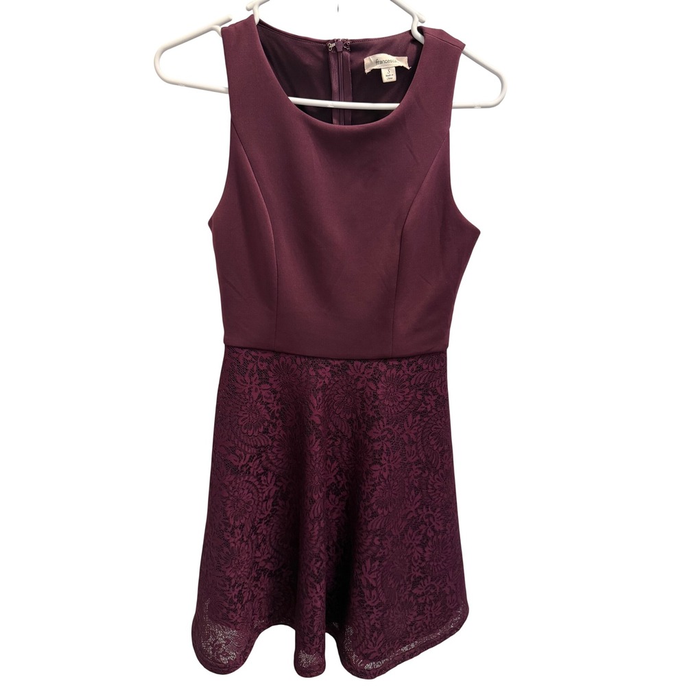 Francesca's Fit & Flare Dress Women Small Plum Excellent Lace Skater 003-212957